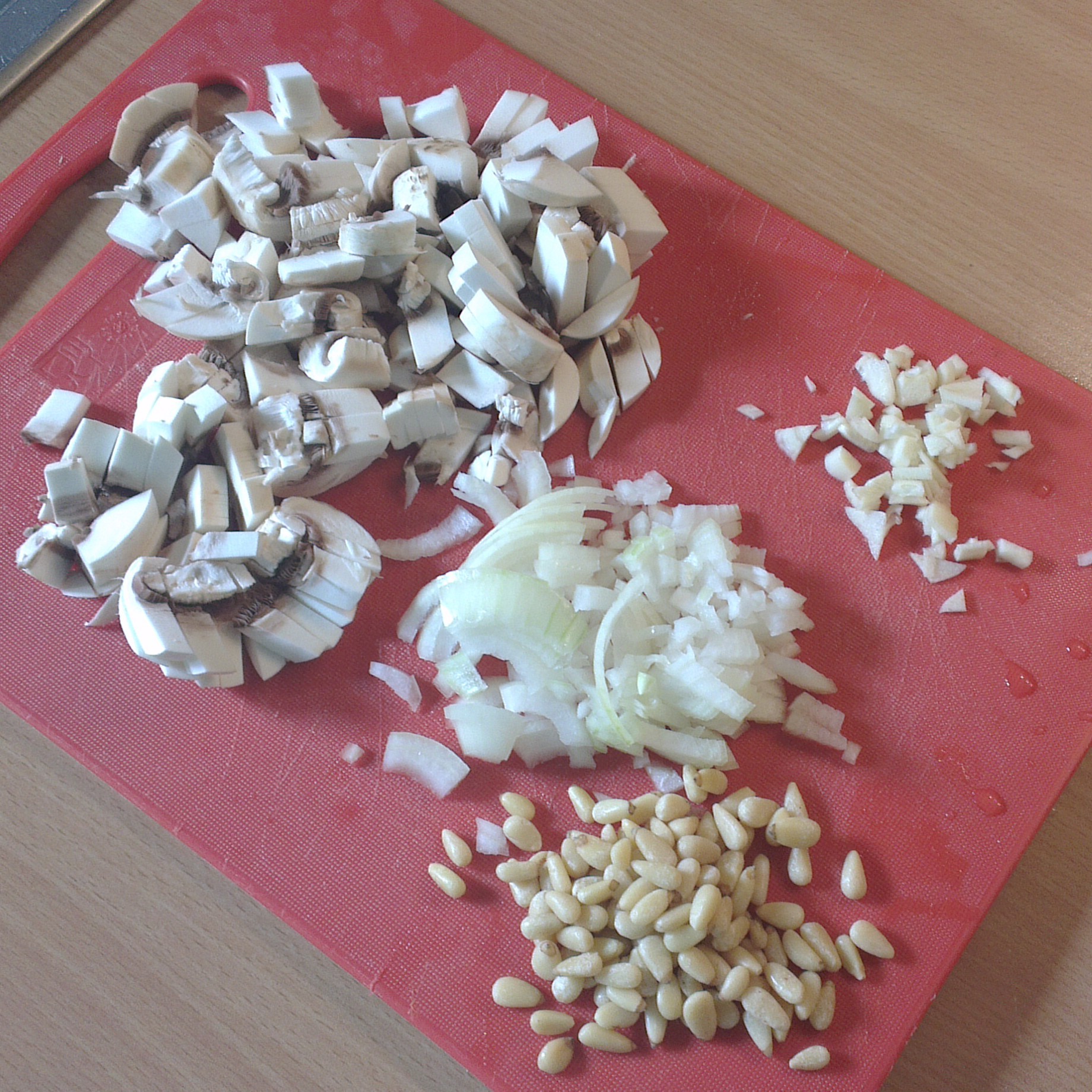 Sautéed onions, garlic, mushrooms and pine-nuts